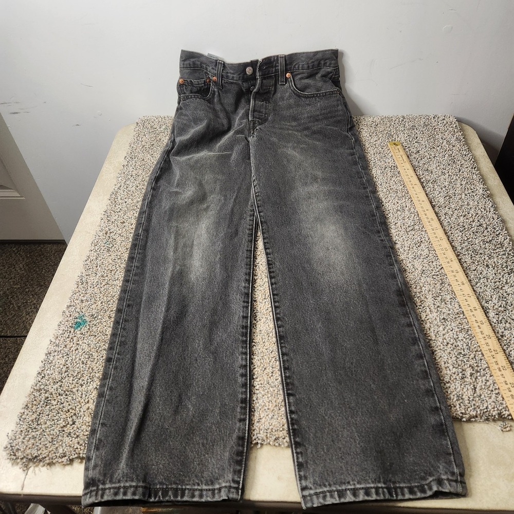 Levis Premium 501 Original Jeans Womens 26x30 Faded Black Straight Leg